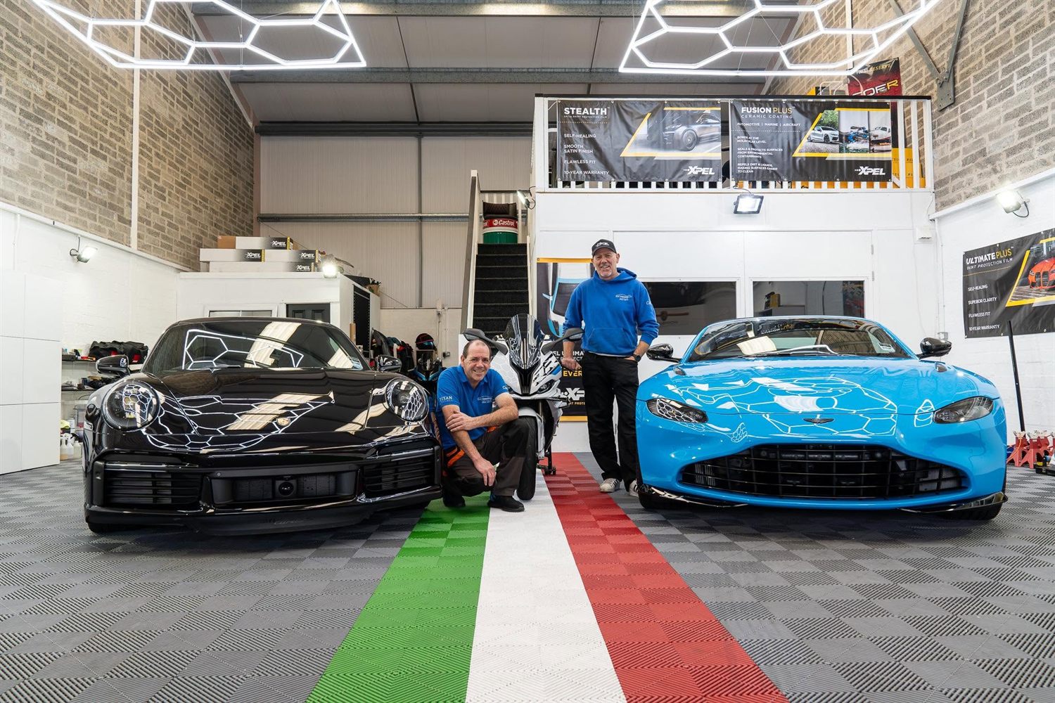 Supercars being detailed inside the DC Valeting studio