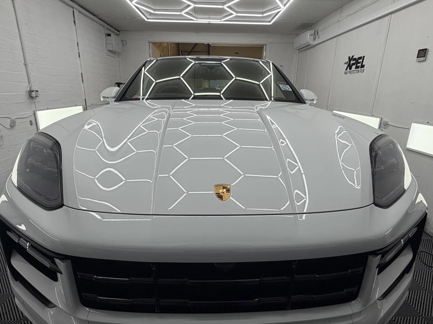 Water beading on a freshly protected paint finish
